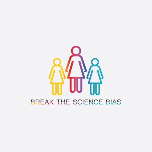Break Science Bias ja kansainvälinen naistenpäivä banneri suunnittelu graafinen, vektori, Naiset eri etnisten seistä rinnakkain kuva # BreakTheBias - Vektori, kuva