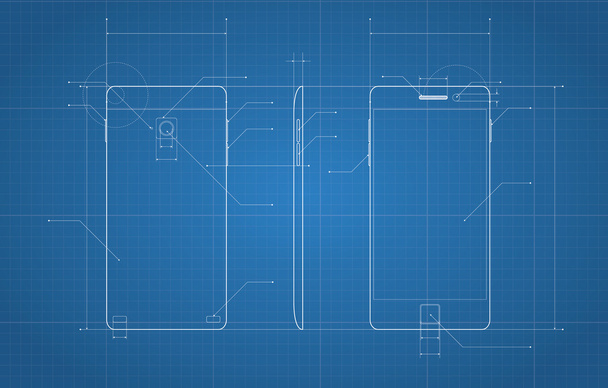 Blauwdruk van smartphone - Vector, afbeelding