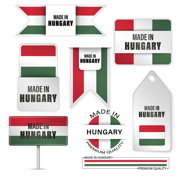 ハンガリーのグラフィックとラベルセットで作られています。あなたがそれを作りたい使用のための影響のいくつかの要素. - ベクター画像