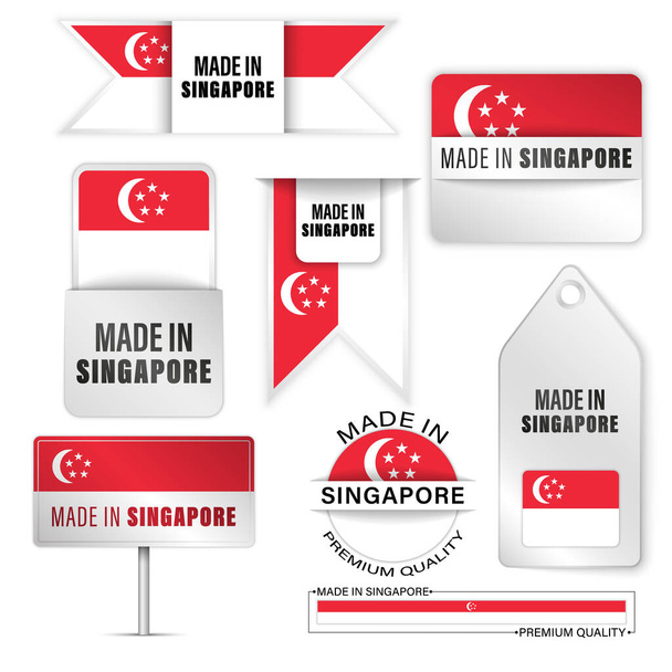 Hergestellt in Singapur Grafiken und Etiketten Set. Einige Wirkungselemente für den Gebrauch, den Sie daraus machen möchten. - Vektor, Bild