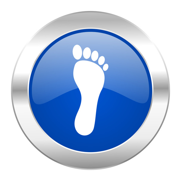 foot blue circle chrome web icon isolated - Zdjęcie, obraz