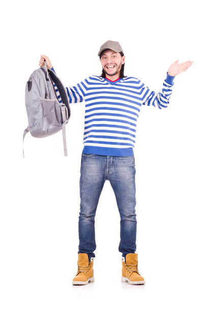 Student with backpack isolated on the white - Foto, Bild