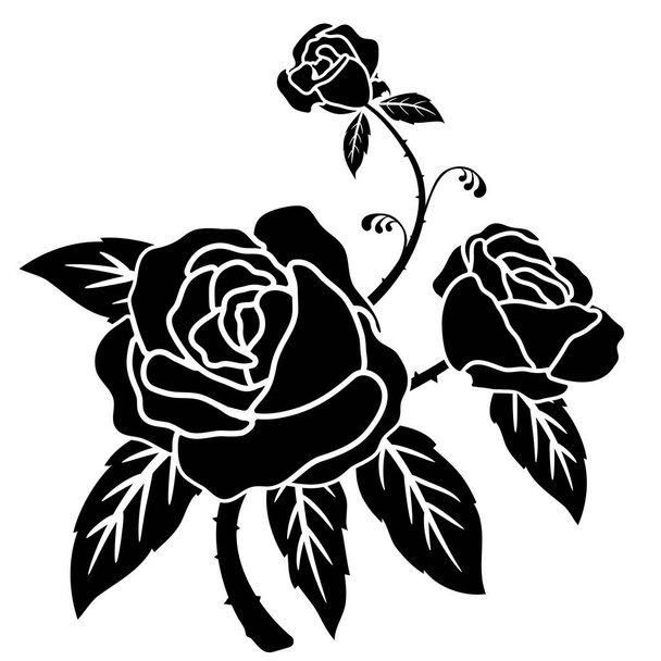 silhouette black rose flower decoration vector illustration background - Vector, Image