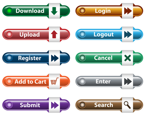 Web buttons with icons - Vektor, Bild