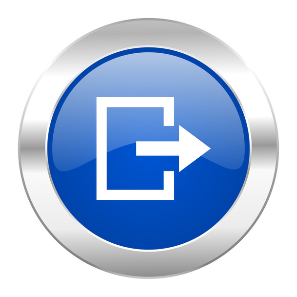 exit blue circle chrome web icon isolated - Foto, Bild