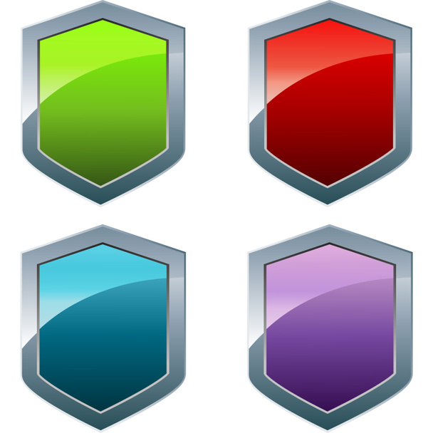Shiny shields in different colors - Foto, Imagen