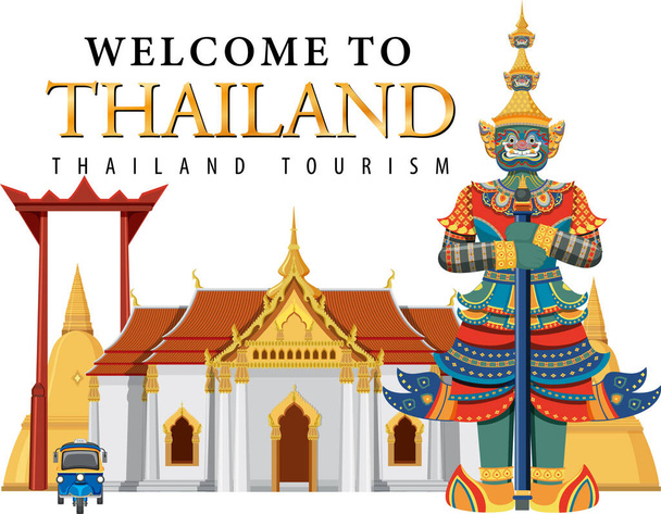 Demoni giganti Thailandia attrazione e paesaggio icona illustrazione - Vettoriali, immagini