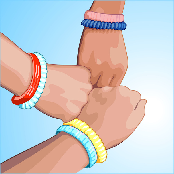 Three fist on a blue background - Vector, Image