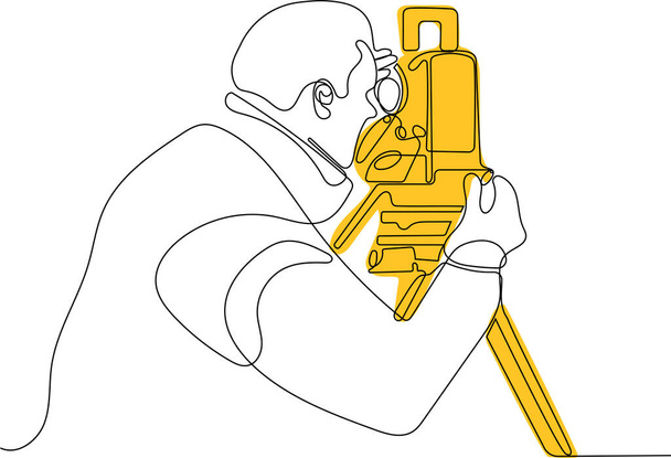 Surveyor com um ícone de tripé - Vetor, Imagem