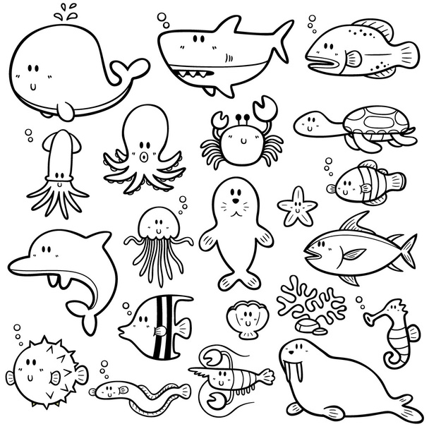 Sea animals - Vektor, obrázek