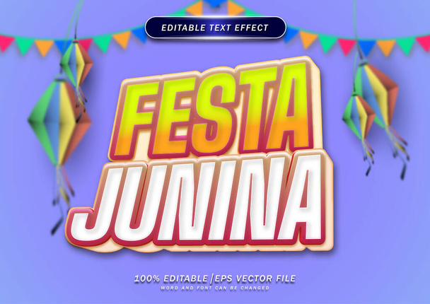 Эффект редактируемого текста Festa junina - Вектор,изображение