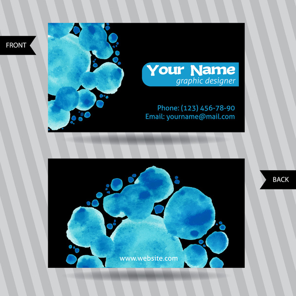 Business cards with round watercolor blots - Вектор,изображение