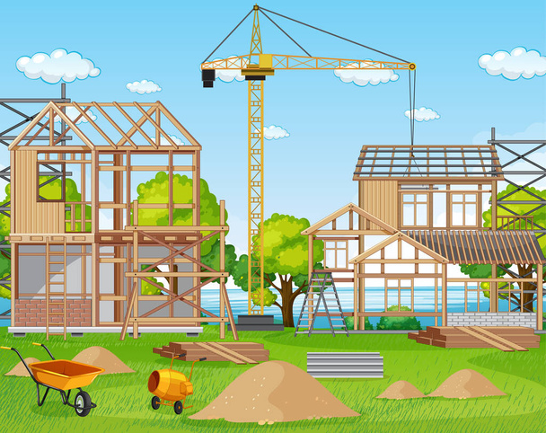 Мультфильм об иллюстрации строительной площадки - Вектор,изображение