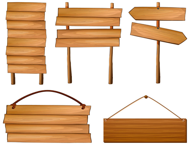 Set van houten spandoek illustratie - Vector, afbeelding
