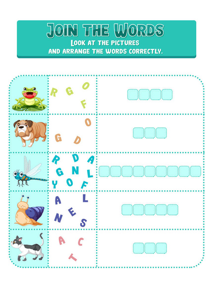 Arrange the letters in order with pictures illustration - Vector, Image