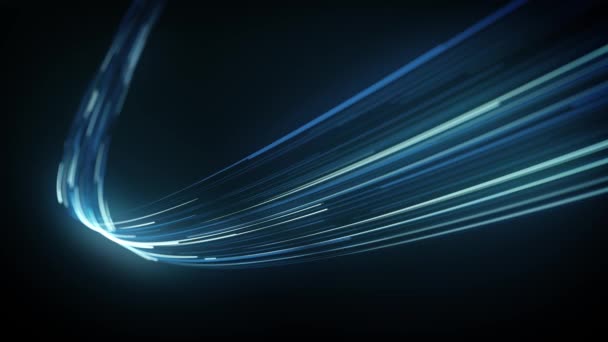 Abstrakte Light Fiber Strings Fließende Hintergrundschleife / 4k Animation einer abstrakten Tapetentechnologie Hintergrund mit fließenden leistungsstarken Geschwindigkeit Schlagmuster und Tiefenschärfe nahtlose Schleife - Filmmaterial, Video