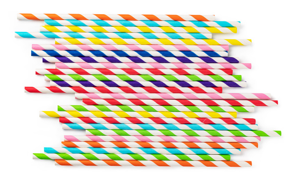 Барвисті паперові пивні соломинки на білому тлі
 - Фото, зображення