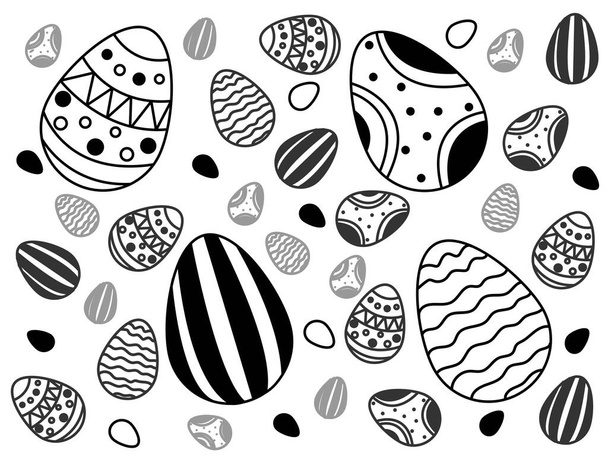 απεικόνιση των βαμμένων πασχαλινών αυγών σε λευκό  - Διάνυσμα, εικόνα