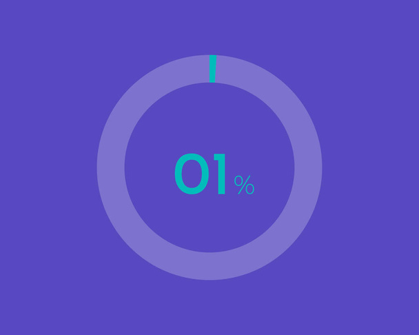 1 Diagramas porcentuales sobre fondo azul HD, gráfico circular para sus documentos, informes, diagramas porcentuales de círculo del 1% para infografías - Vector, Imagen