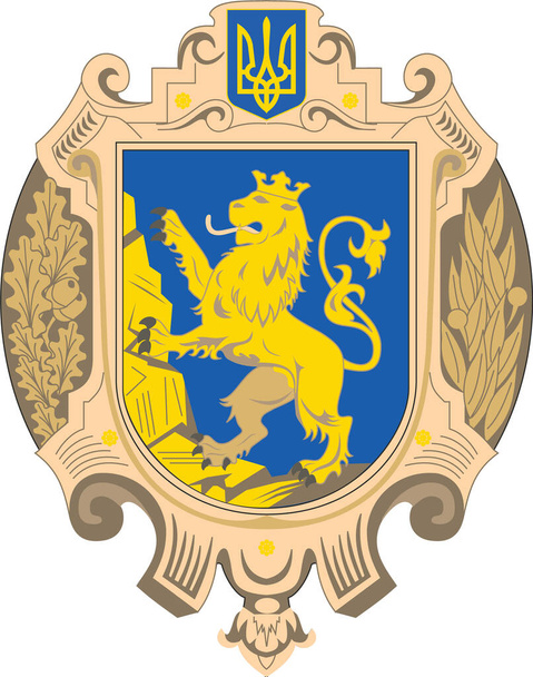 Official current vector coat of arms of the Ukrainian administrative area  of LVIV OBLAST, UKRAINE - Vector, Image