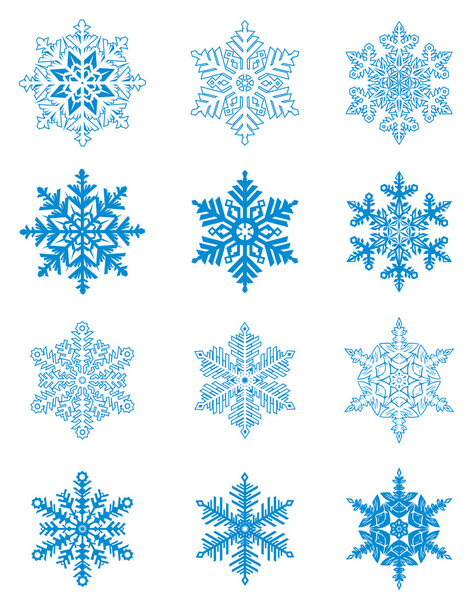 blauwe sneeuwvlokken - Vector, afbeelding