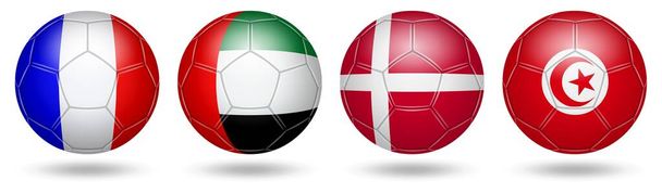 Voetbal. Voetbal. Vlaggen. 2022. Groep D - Foto, afbeelding