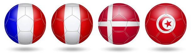 Voetbal. Voetbal. Vlaggen. 2022. Groep D - Foto, afbeelding