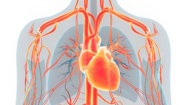 Herz-Anatomie des menschlichen Kreislaufsystems. 3D - Foto, Bild