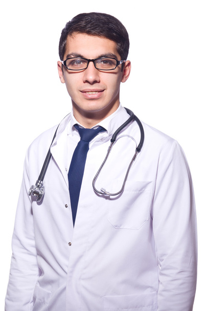 Młody lekarz izolowany na białym - Zdjęcie, obraz
