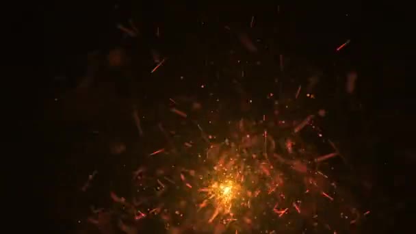 Glowing red hot sparks emitting from a gently moving pyrotechnic sparkler. Full HD firework motion background animation. - Footage, Video