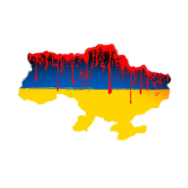 Map of Ukraine ink blots background - Vector, Image