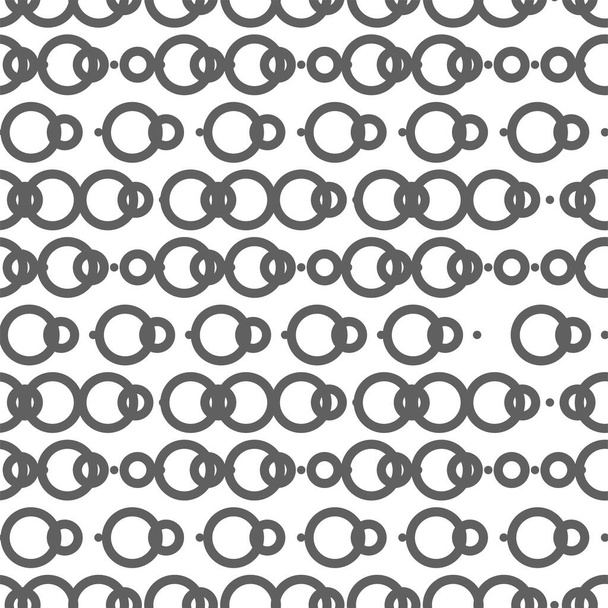 Vector illustration. Geometric seamless pattern. Solid dots and linear circles. Spotted gray and white dynamic  background. Simple monochrome abstract pattern. - Vector, imagen