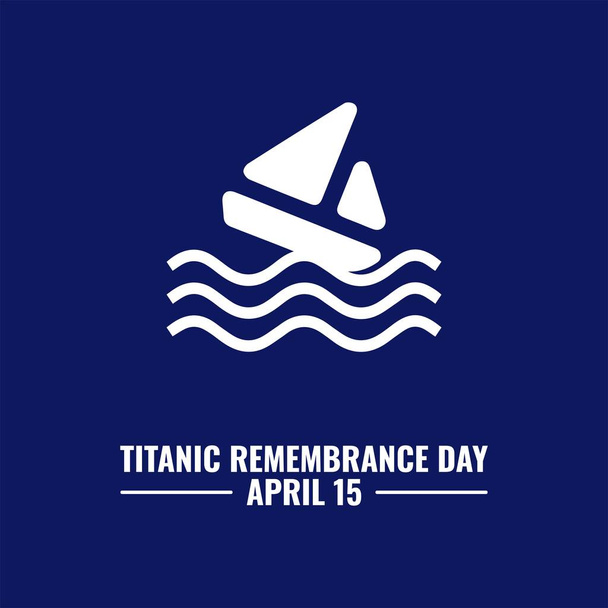 Titanic Icon Vector e ondas de água, Titanic Remembrance Day Design Concept, adequado para modelos de post de mídia social, cartazes, cartões de saudação, banners, fundos, brochuras. Ilustração vetorial - Vetor, Imagem