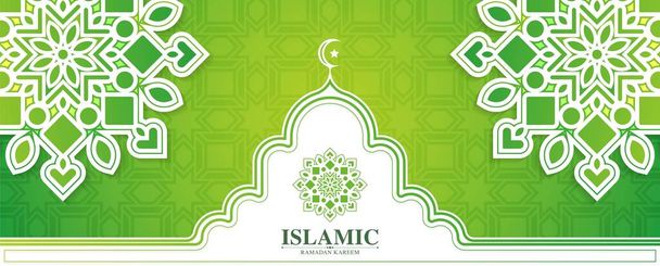 πράσινο ramadan kareem αραβικό φόντο mandala στυλ - Διάνυσμα, εικόνα