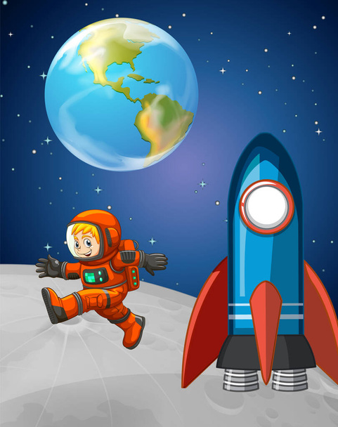 An astronaunt walking in space illustration - Vector, imagen
