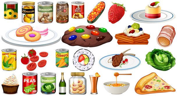 さまざまな食品の図のセット - ベクター画像