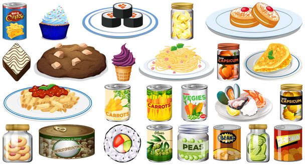 Set of different foods illustration - Vector, Image