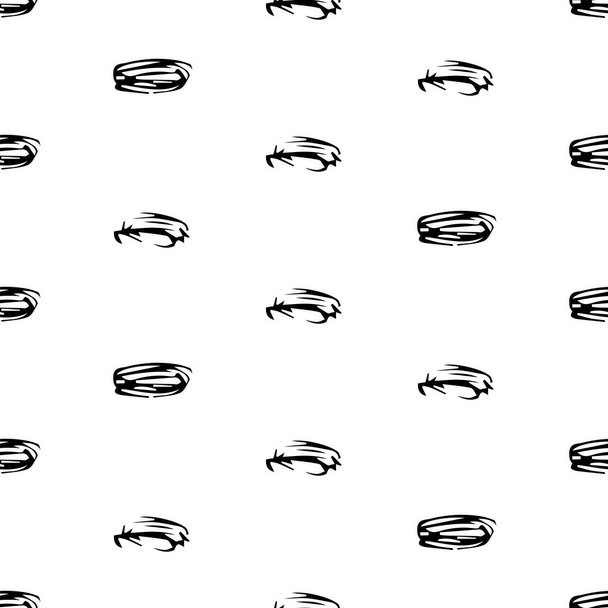 Seamless pattern with black sketch hand drawn brush scribble oval shape on white background. Abstract grunge texture. Vector illustration - Vektör, Görsel