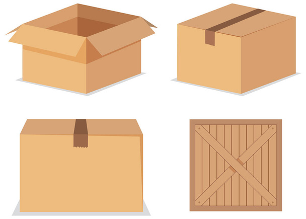 Set van doos op witte achtergrond illustratie - Vector, afbeelding