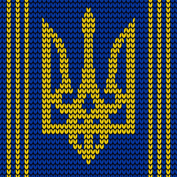 Ukrainian color knitting coat of arms - Vector, Image