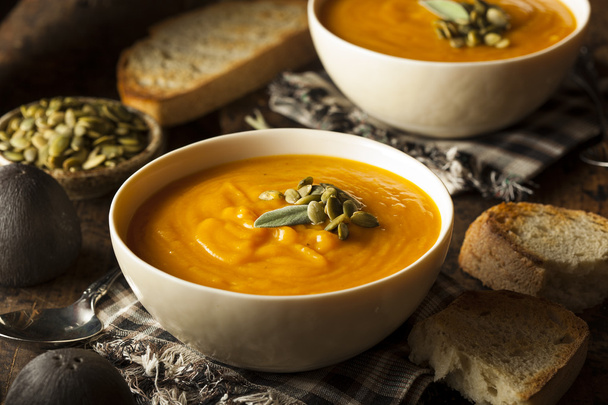 Homemade Autumn Butternut Squash Soup - Фото, изображение