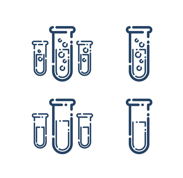 Test tube vector simple linear icon, science chemistry and medicine analysis line art symbol, laboratory research. - Vektör, Görsel