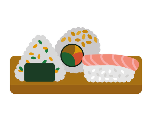 sushi food in kitchen board - Vector, Image