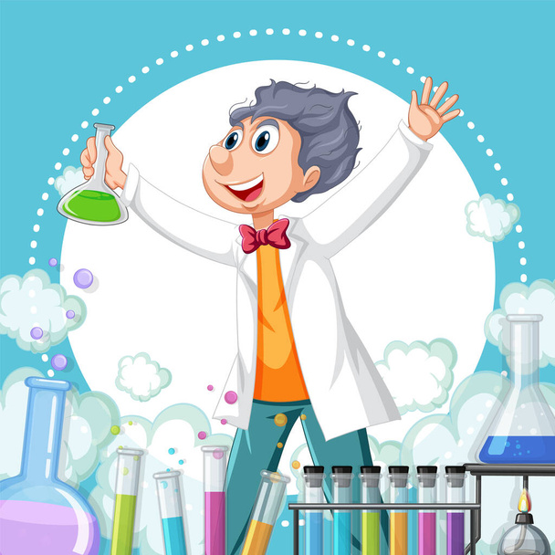 A scientist experiment in the lab on template illustration - Vector, Image