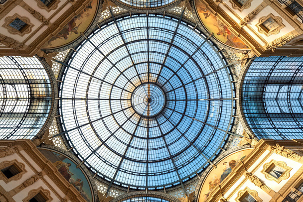 Glass dome of Galleria Vittorio Emanuele in Milan, Italy - Photo, Image
