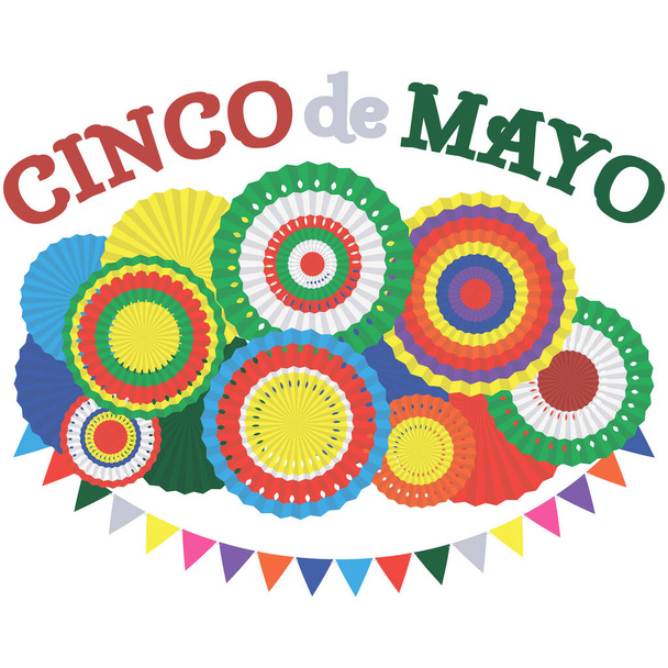 Festa do Cinco de Maio. 5 de Maio - Cartaz de feriado federal mexicano. Ilustração vetorial isolada sobre fundo branco. - Vetor, Imagem