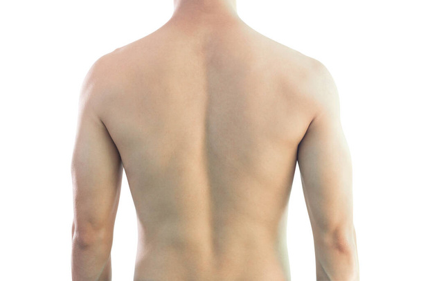 Espalda del hombre sobre fondo blanco belleza cuidado de la piel saludable para los hombres concepto
 - Foto, imagen