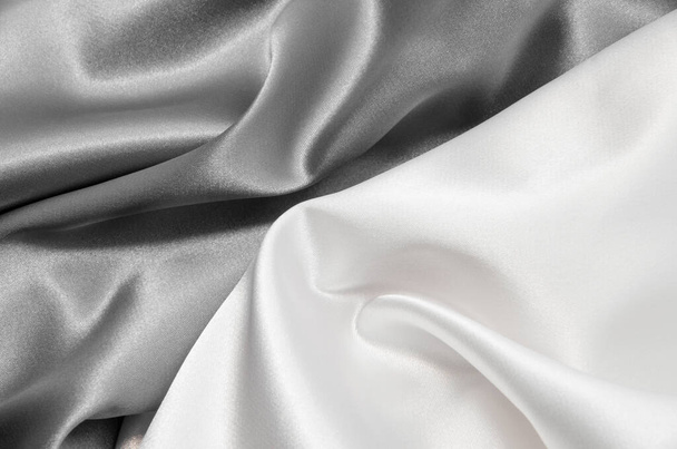 biało-szara satynowa tkanina na tło - Zdjęcie, obraz