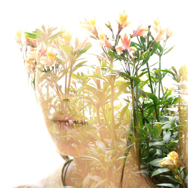 Find the peace inside yourself. Double exposure - Photo, image