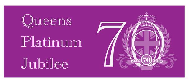 The Queens Platinum Jubilee 2022 - 2022-ben Őfelsége, a királynő lesz az első brit uralkodó, aki 70 év szolgálat után megünnepli a Platina Jubileumot. - Vektor, kép